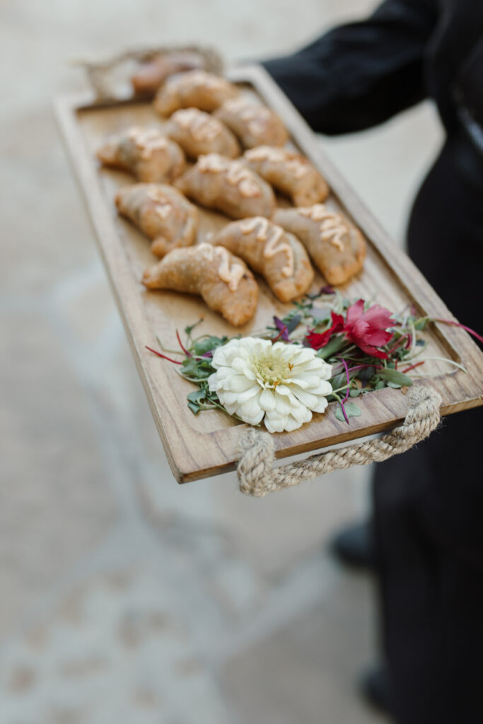 Chicken Empanada with a Chipotle Aioli Drizzle Appetizer by Catering Connection from Meg and Jesse's wedding at Santa Barbara Historical Museum Appetizer by Catering Connection from Meg and Jesse's wedding at Santa Barbara Historical Museum